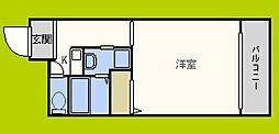サンクール松屋町 6階ワンルームの間取り