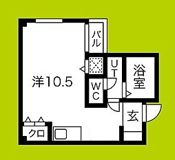 ハイツプルニエ 3階ワンルームの間取り