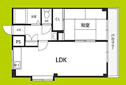 長谷川ハイツ 1LDKの間取図画像