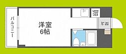 プレアール都島III 4階ワンルームの間取り