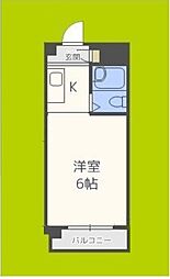 メゾン・ド・サンセール 2階ワンルームの間取り