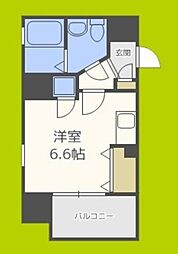 レジディア谷町 5階ワンルームの間取り