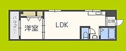 桜宮ハイツ 3階1LDKの間取り
