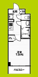 COCO-SURFRIDER 4階1Kの間取り