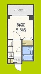 グランディール三津屋 5階1Kの間取り