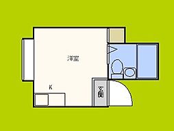 ラパンジール本田II 4階ワンルームの間取り