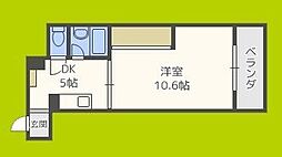 東洋プラザ高倉 1階1DKの間取り