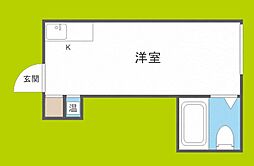 ラパンジール本田II 3階ワンルームの間取り