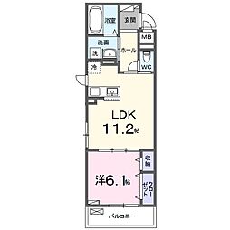 グランツ26 2階1LDKの間取り