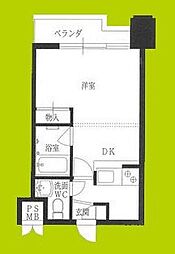 ディアコート 2階1Kの間取り