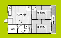 向井コーポ 2LDKの間取図画像