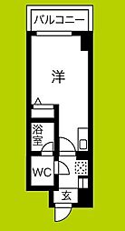 ヴァンスタージュ姫里 2階ワンルームの間取り