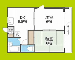レーベンハイム諏訪 3階2DKの間取り