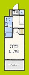 ラクラス阿倍野元町 7階1Kの間取り