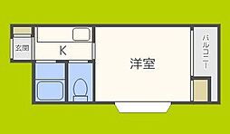 エクトI 2階1Kの間取り