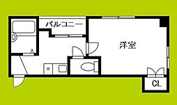 メビウス上本町西レジデンス 7階1Kの間取り