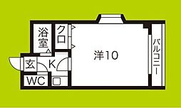 アースエルフィン 4階1Kの間取り