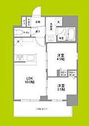 リヴェント難波ウエスト 6階2LDKの間取り