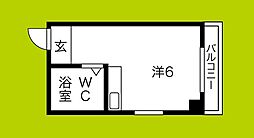 アパートメント住吉III 4階ワンルームの間取り