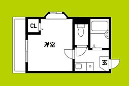 エミネンスヨシムラ 2階1Kの間取り