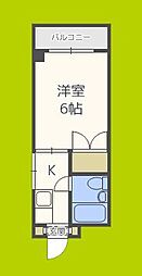 パークドエル東高津 5階ワンルームの間取り