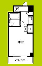 デ・リード塚本 6階ワンルームの間取り