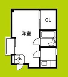 関目井上ビル 4階ワンルームの間取り
