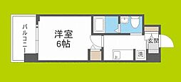 ラクラス阿倍野元町 6階1Kの間取り