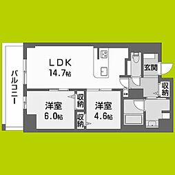 サンエール南堀江 10階2LDKの間取り