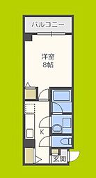 リバースクウェア103 6階1Kの間取り