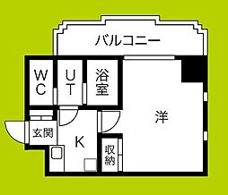 フェアリーコート歌島橋 5階1Kの間取り
