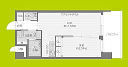 プレジオ城東 1LDKの間取図画像