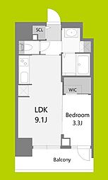 S-RESIDENCE松屋町asence 1LDKの間取図画像