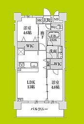 スプランディッド難波VII 2LDKの間取図画像