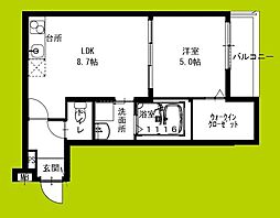 フジパレス瓜生堂III番館 3階1LDKの間取り