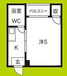 シティハイツ瓜破東 1Kの間取図画像