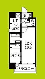ワールドアイ大阪フェリーチェ 1LDKの間取図画像