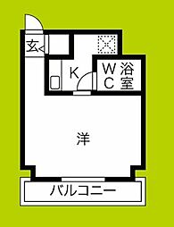 レバンガ桜川アパートメント ワンルームの間取図画像
