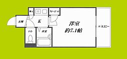 グリーンヒルズ5番館 1Kの間取図画像