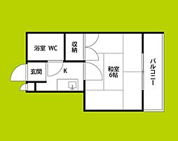 プレアール豊里2 ワンルームの間取図画像