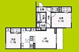 クラシスト深江北 2LDKの間取図画像