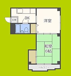 シャトル中宮 2DKの間取図画像