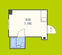 堀江グリーンハイツ ワンルームの間取図画像