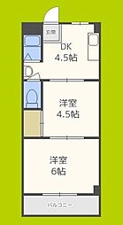 リアライズ北加賀屋 2DKの間取図画像