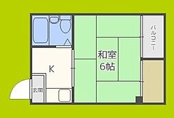 戎マンション 1Kの間取図画像