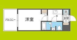 LUMINOUS桜川 1Kの間取図画像