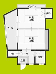 エイトビル岸里 2DKの間取図画像