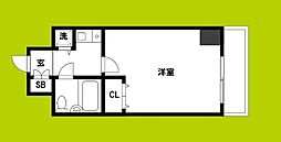 ロータリー天神橋 1Kの間取図画像