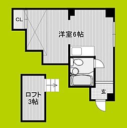 シェイーネ新高 ワンルームの間取図画像