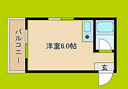 杉本スカイハイツ ワンルームの間取図画像